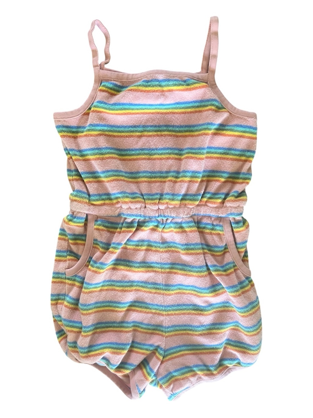 Hanna Andersson Girls Rainbow Stripe Terry Romper Size 10 / 140 cm